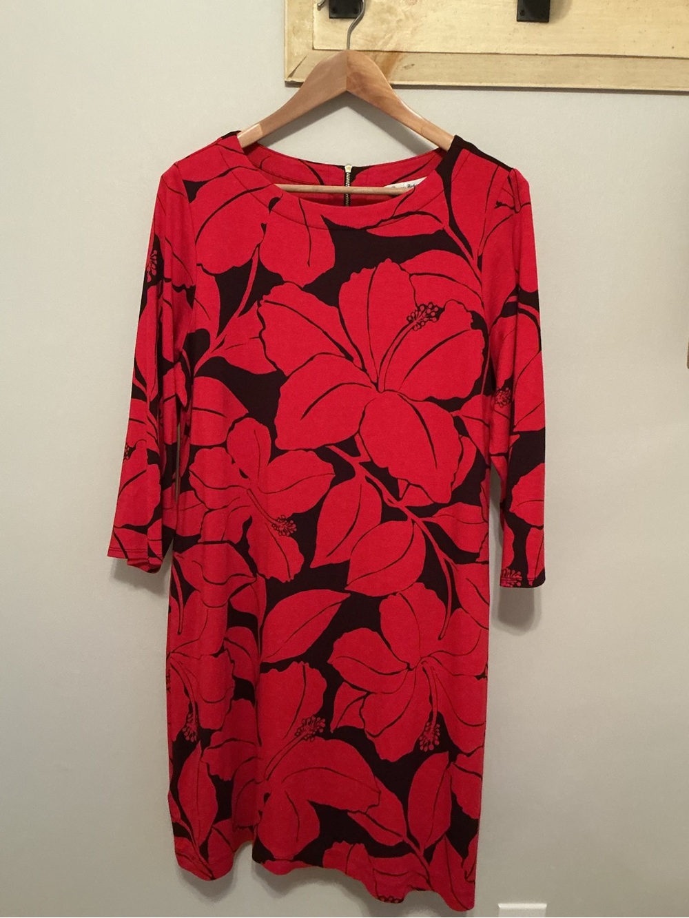 Tommy Bahama Darcy Hibisca Vista Red & Black Tencel Blend Dress, Women’s L